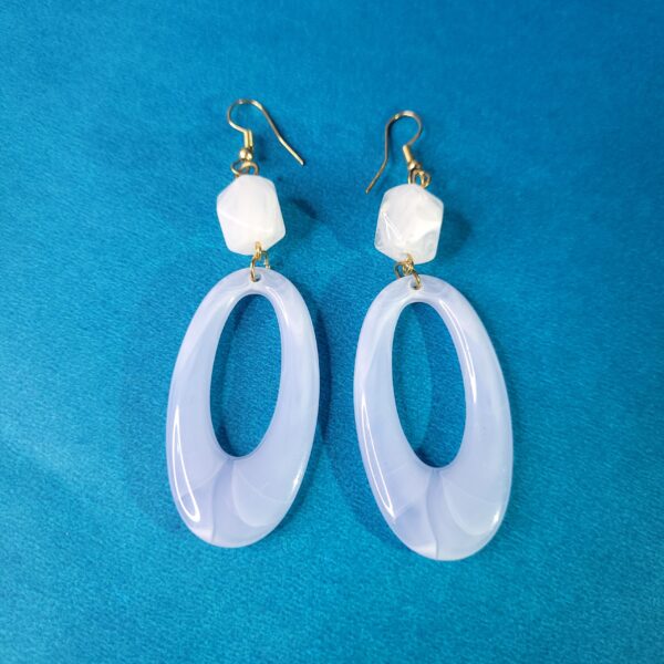 Everyday Chic Oval Earrings – Trendy Sky Blue Earrings for Daily Wear - Image 2