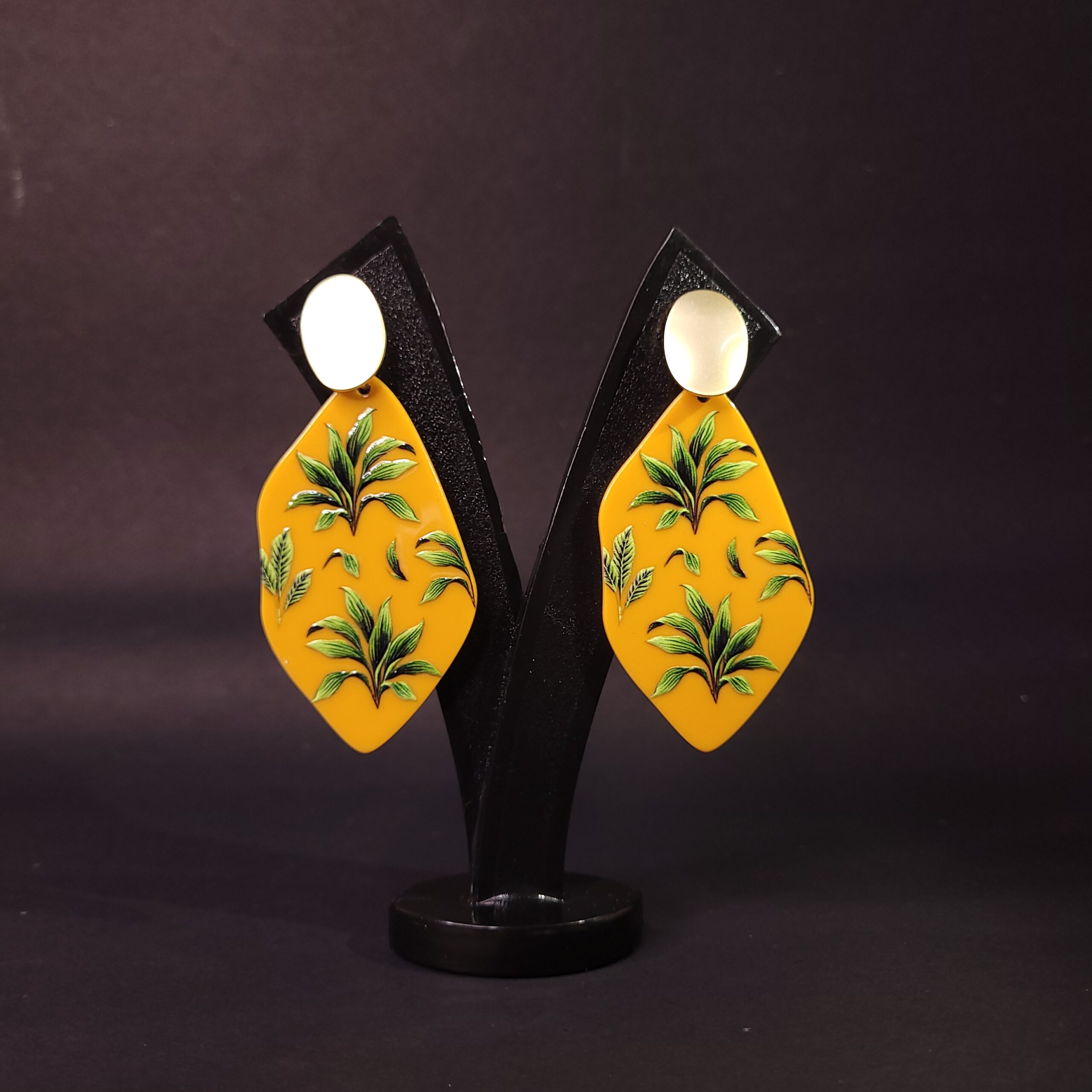 Trendy Yellow Modern Acrylic Earrings Stylish Dangles for Everyday Wear