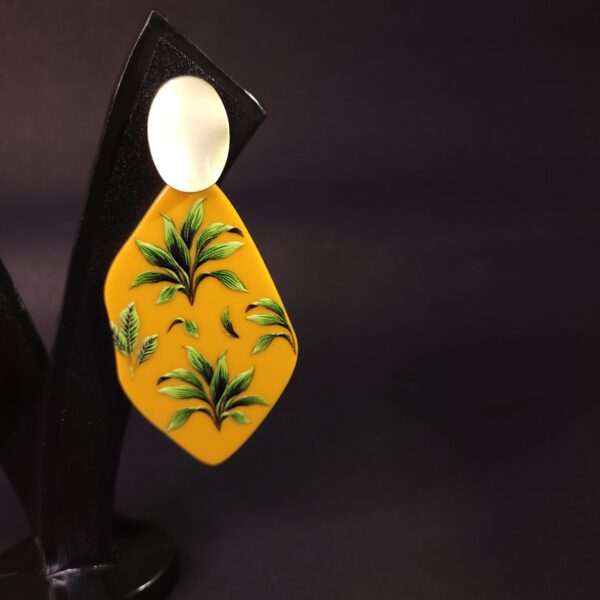 Trendy Yellow Modern Acrylic Earrings Stylish Dangles for Everyday Wear - Image 3