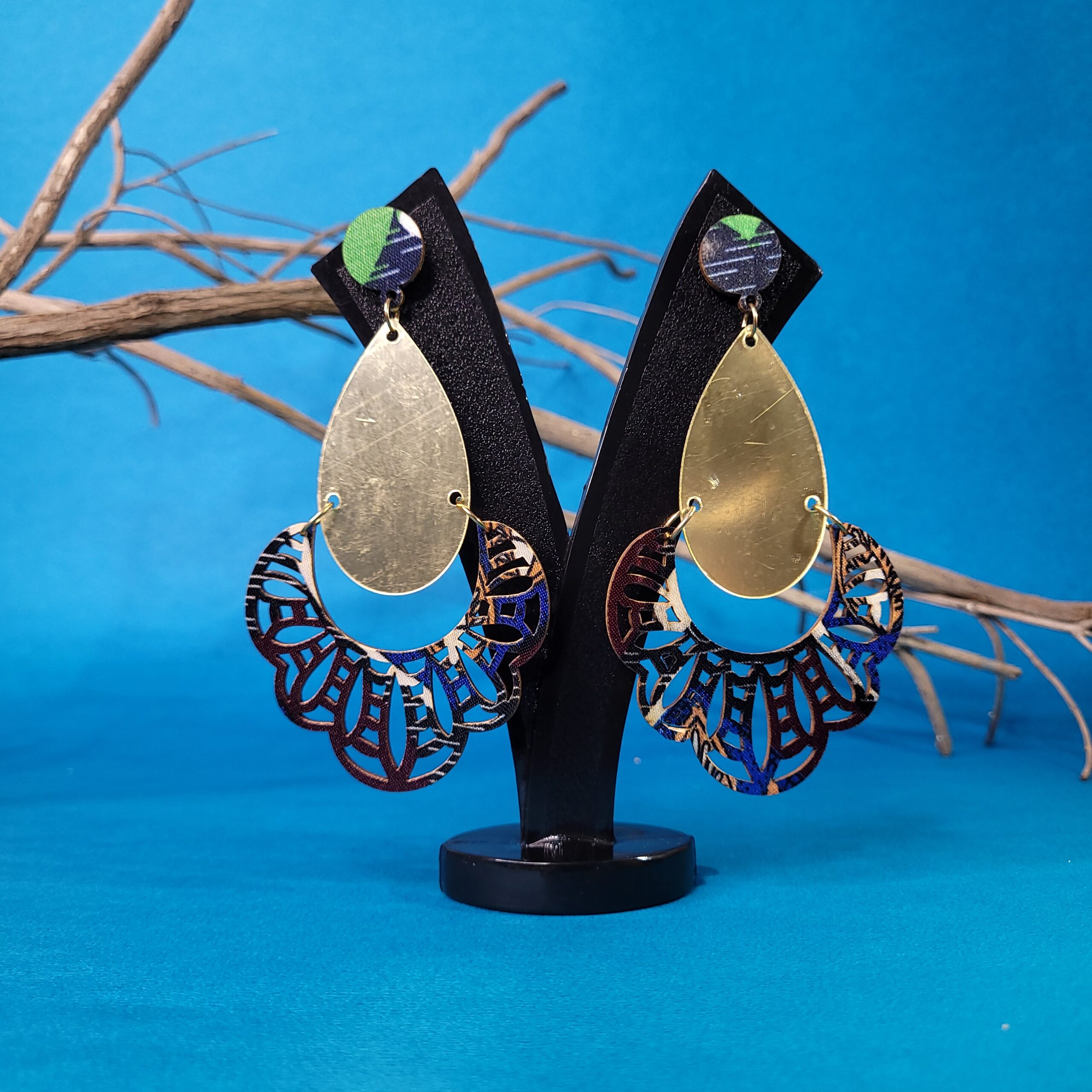 Stylish Artisan Crafted Cutwork Wooden Dangles Casual Boho Earrings