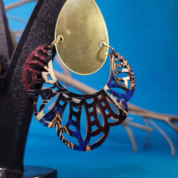 Stylish Artisan Crafted Cutwork Wooden Dangles Casual Boho Earrings - Image 5