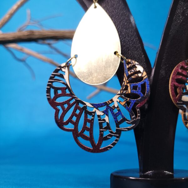 Stylish Artisan Crafted Cutwork Wooden Dangles Casual Boho Earrings - Image 7
