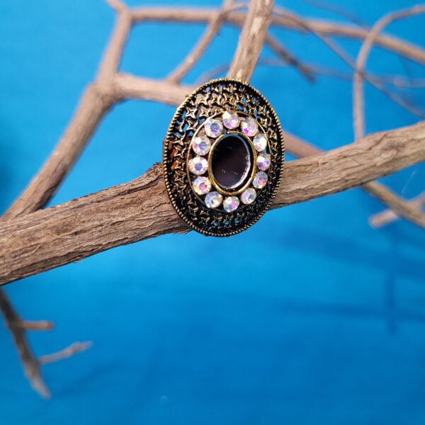 Oval-Shaped Classic Oxidized Statement Ring – Party & Festival Jewelry - Image 3