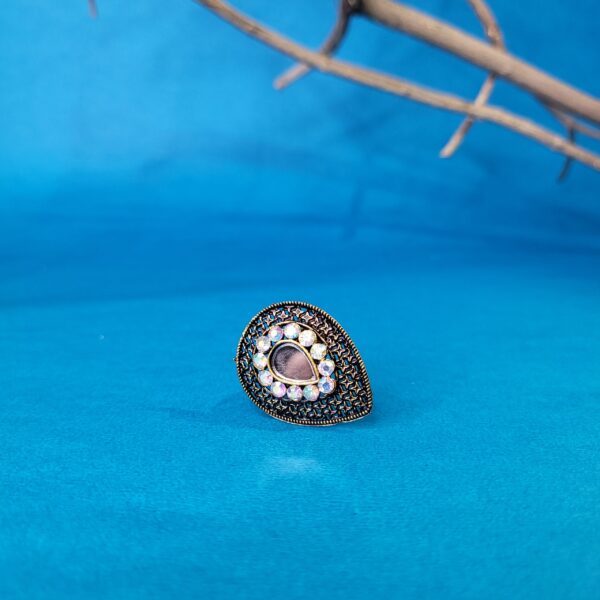 Drop-Shaped Classic Oxidized Statement Ring – Party & Casual Jewelry - Image 3
