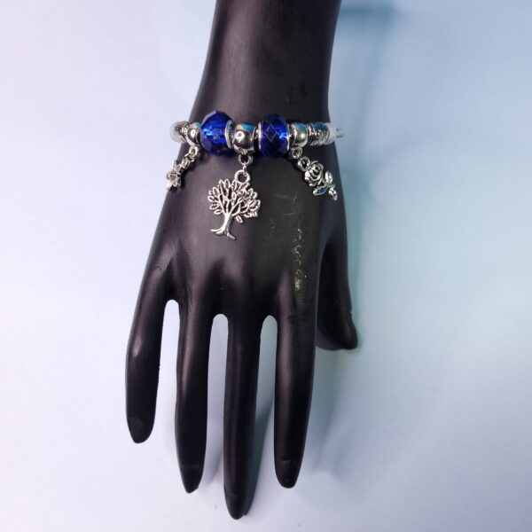 Trendy Adjustable Charm Bracelet in Blue – Beads & Emoji Charms for Women & Girls - Image 4