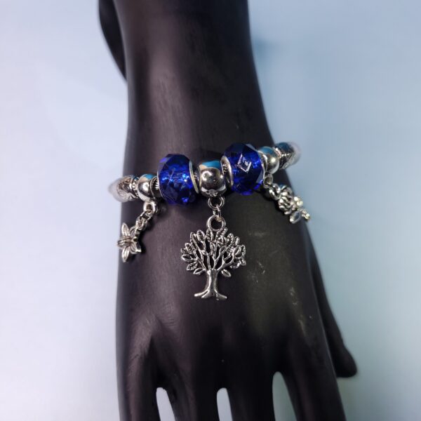 Trendy Adjustable Charm Bracelet in Blue – Beads & Emoji Charms for Women & Girls - Image 3