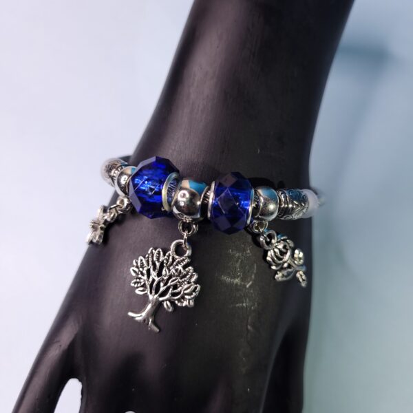 Trendy Adjustable Charm Bracelet in Blue – Beads & Emoji Charms for Women & Girls - Image 2