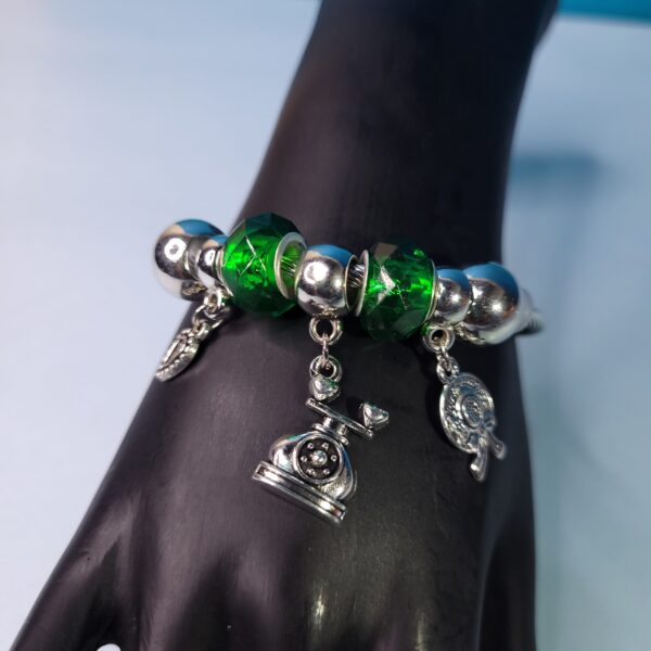 Green Adjustable Charm Bracelet – Fun Beads & Emoji Jewelry for Women & Girls - Image 3