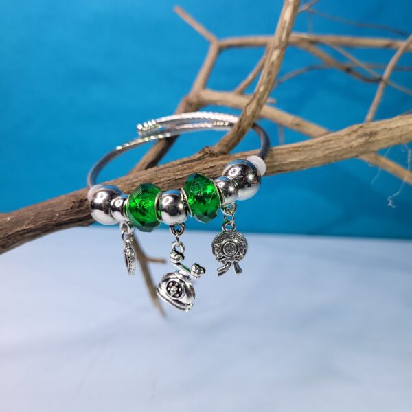 Green Adjustable Charm Bracelet – Fun Beads & Emoji Jewelry for Women & Girls