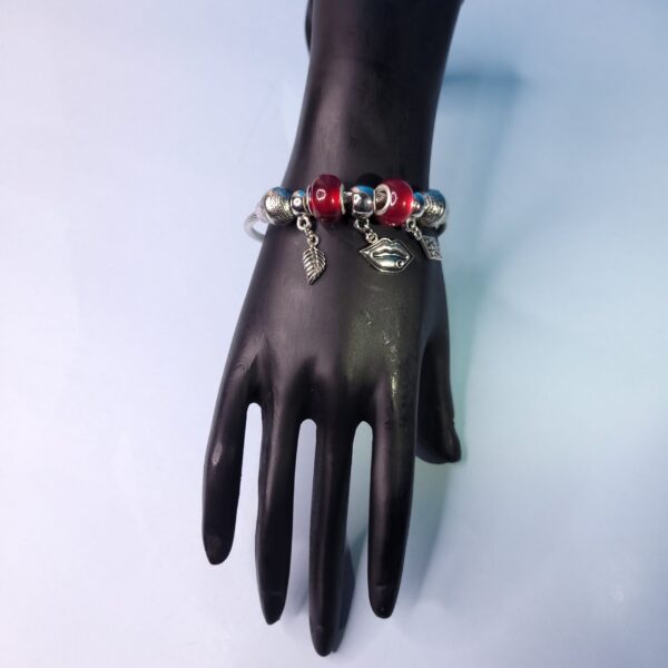 Red Beads & Emoji Adjustable Bracelet – Trendy Charm Jewelry for Women & Girls - Image 4