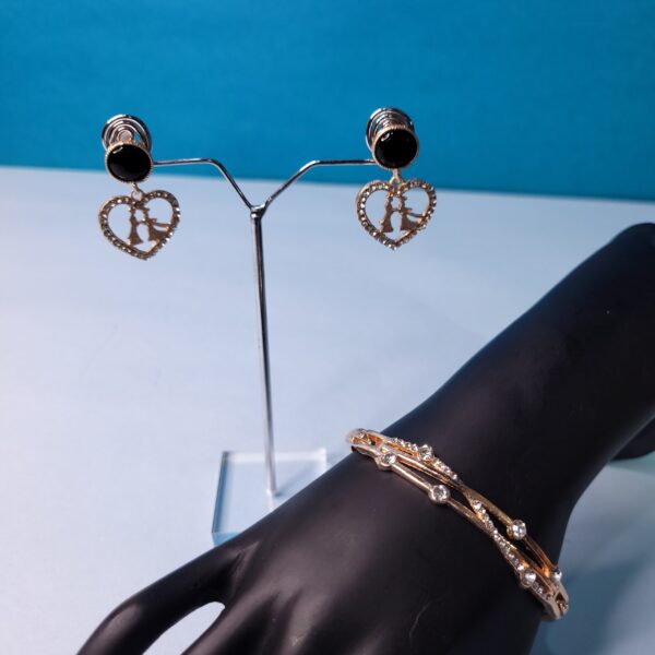 Earrings and Bracelet Jewellery Set for Women and Girls | Dangle Earrings with Stone Work - Image 2