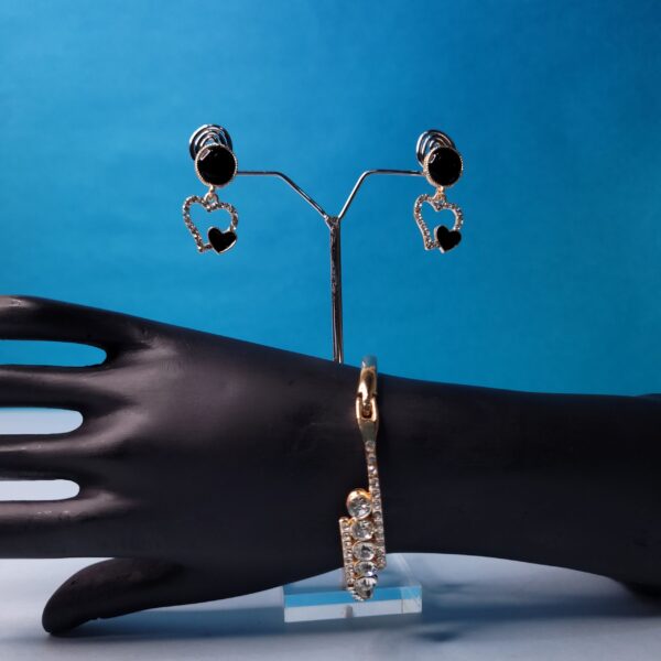 Earrings and Bracelet Jewellery Set for Women and Girls | Dangle Earrings with Stone Work | Fashion Bangle Bracelet Combo | Partywear, Wedding, Festive and Gift Accessories - Image 2