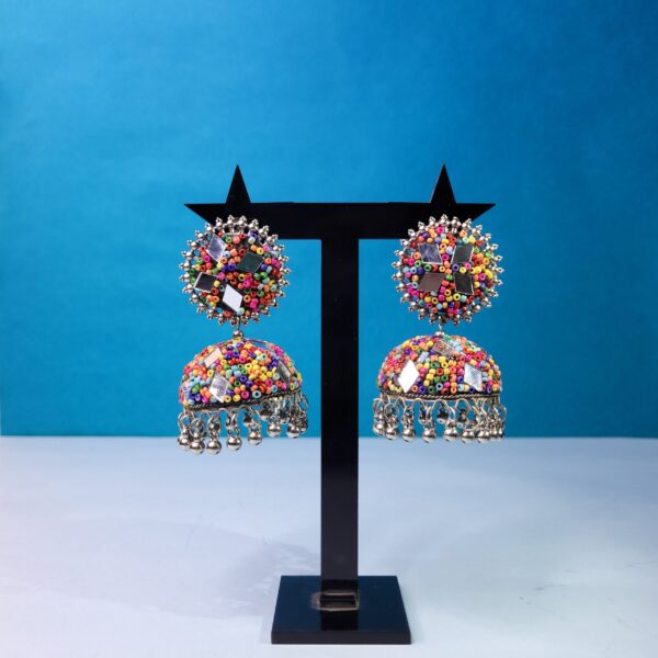 Boho Mirror Work Multicolor Oxidized Earrings Statement Earrings for Women