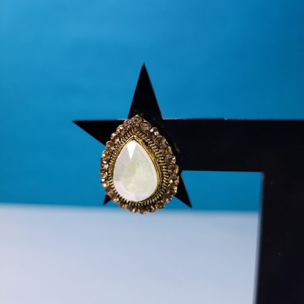 Stylish Stone Leaf Stud Earrings White Elegant Earrings for Women - Image 2