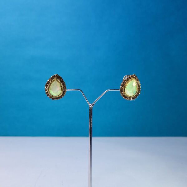 Green Stone Leaf Stud Earrings Trendy Minimalist Earrings for Daily Wear