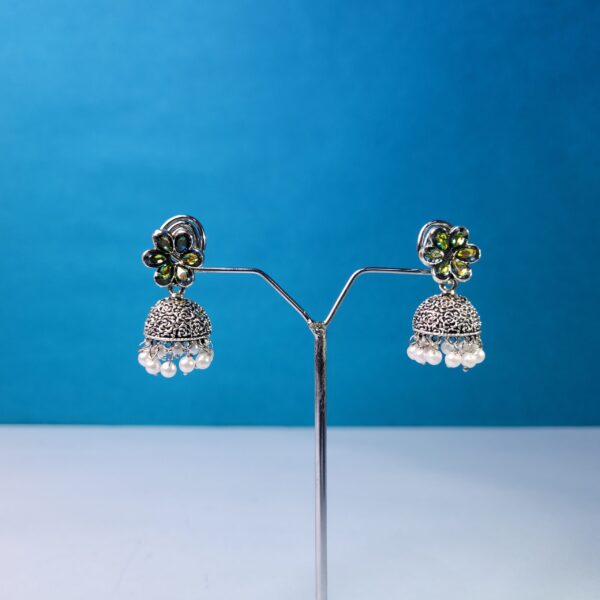 Oxidized Flower Jhumki Earrings Vintage-Inspired Handmade Festival Jewelry