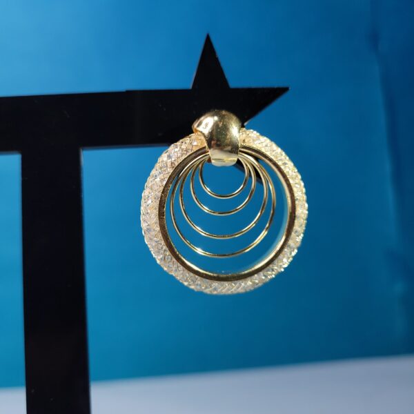 Glamorous Gold Multi-Circle Crystal Earrings Stylish Party Earrings - Image 2