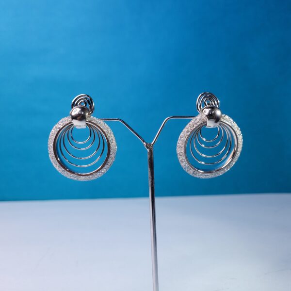 Silver Multi-Circle Crystal Earrings Glamorous Fashion Jewelry for Women