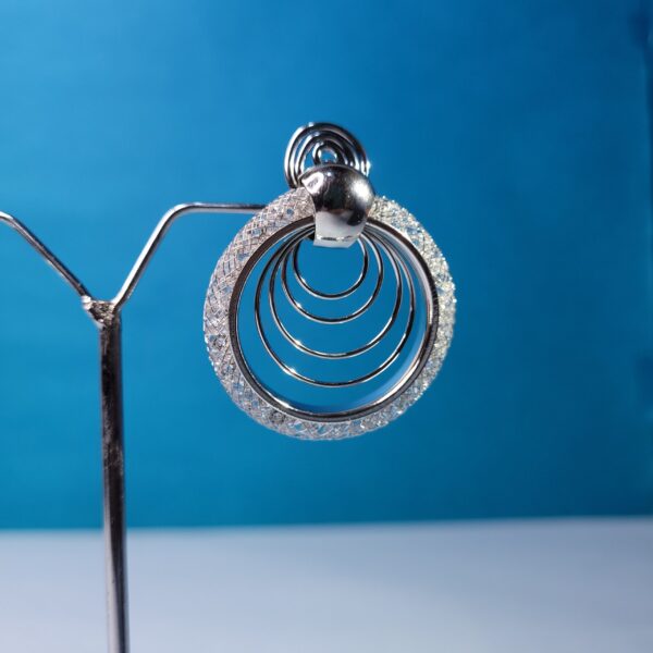 Silver Multi-Circle Crystal Earrings Glamorous Fashion Jewelry for Women - Image 2