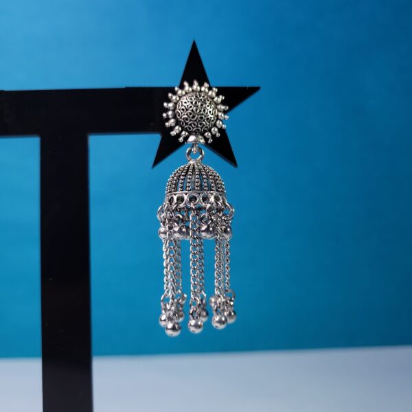 Oxidized Traditional Jhumkis Statement Earrings for Women - Image 2