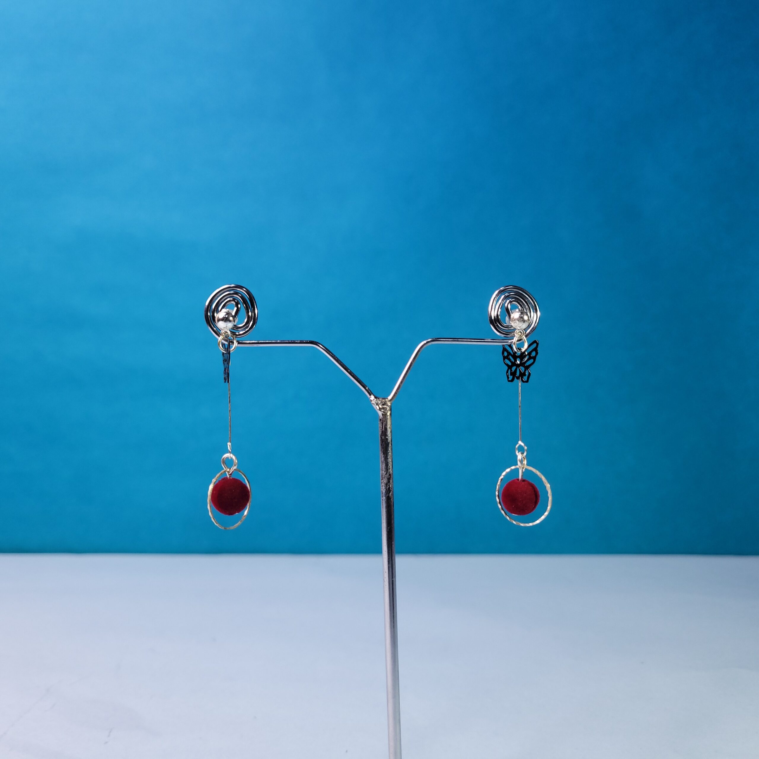Elegant Butterfly Tassel Dangle Earrings Maroon Trendy Earrings for Women