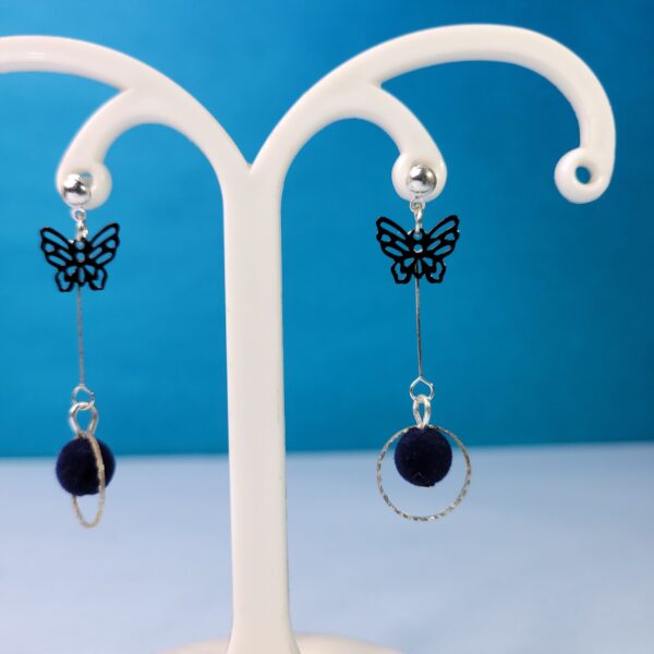 Elegant Butterfly Tassel Dangle Earrings Blue Stylish Earrings for Women