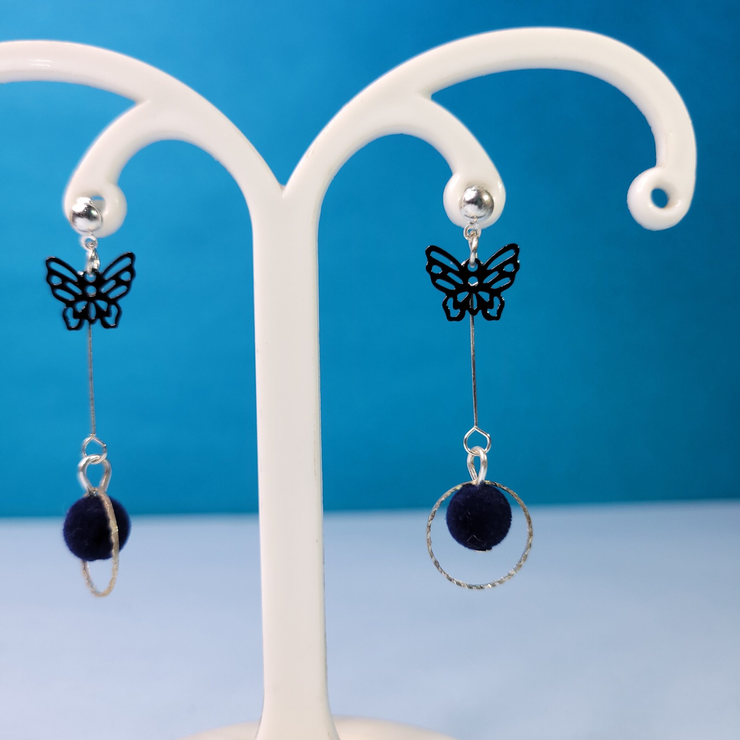 Elegant Butterfly Tassel Dangle Earrings Blue Stylish Earrings for Women