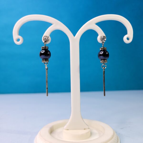 Sleek Black Pearl Drop Earrings Radiant Dangle Earrings for Women - Image 2