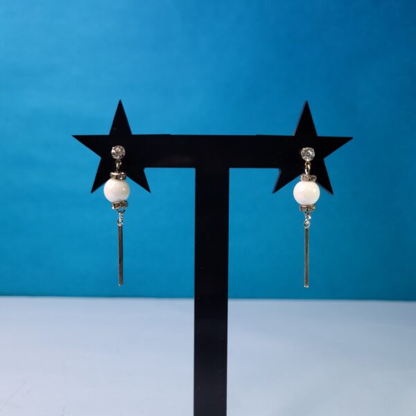White Radiant Pearl Sleek Drop Earrings Stylish Dangle Jewelry