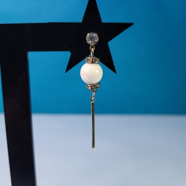 White Radiant Pearl Sleek Drop Earrings Stylish Dangle Jewelry - Image 4
