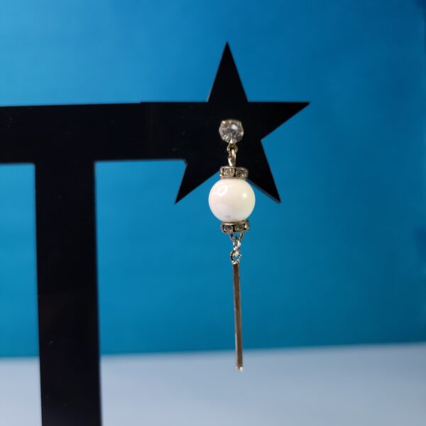 White Radiant Pearl Sleek Drop Earrings Stylish Dangle Jewelry - Image 5