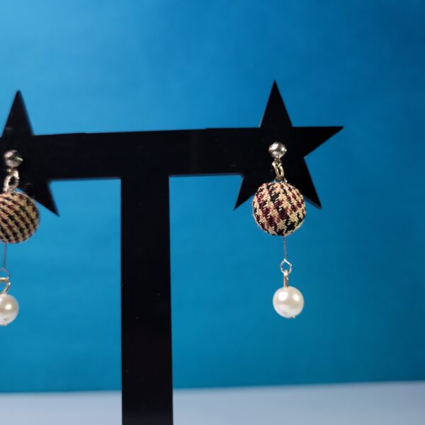 Sleek Peach Pearl Dangle Earrings Stylish Everyday Earrings for Women - Image 2