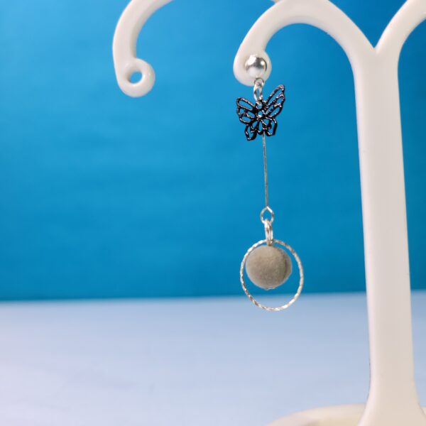 Stylish Grey Butterfly Tassel Earrings Elegant Dangle Earrings for Women - Image 2