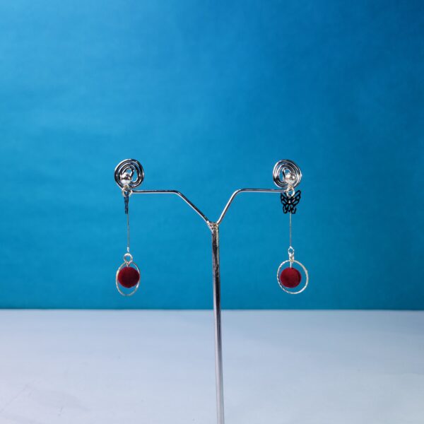 Elegant Butterfly Tassel Dangle Earrings Maroon Trendy Earrings for Women - Image 3