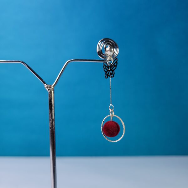 Elegant Butterfly Tassel Dangle Earrings Maroon Trendy Earrings for Women - Image 4