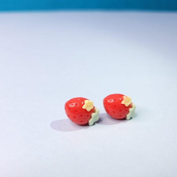 Red Strawberry Tiny Acrylic Stud Earrings Playful Earrings for Daily Wear