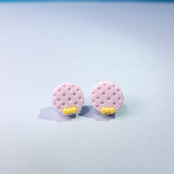Cute Tiny Acrylic Circle Stud Earrings with Bow Fun Statement Earrings