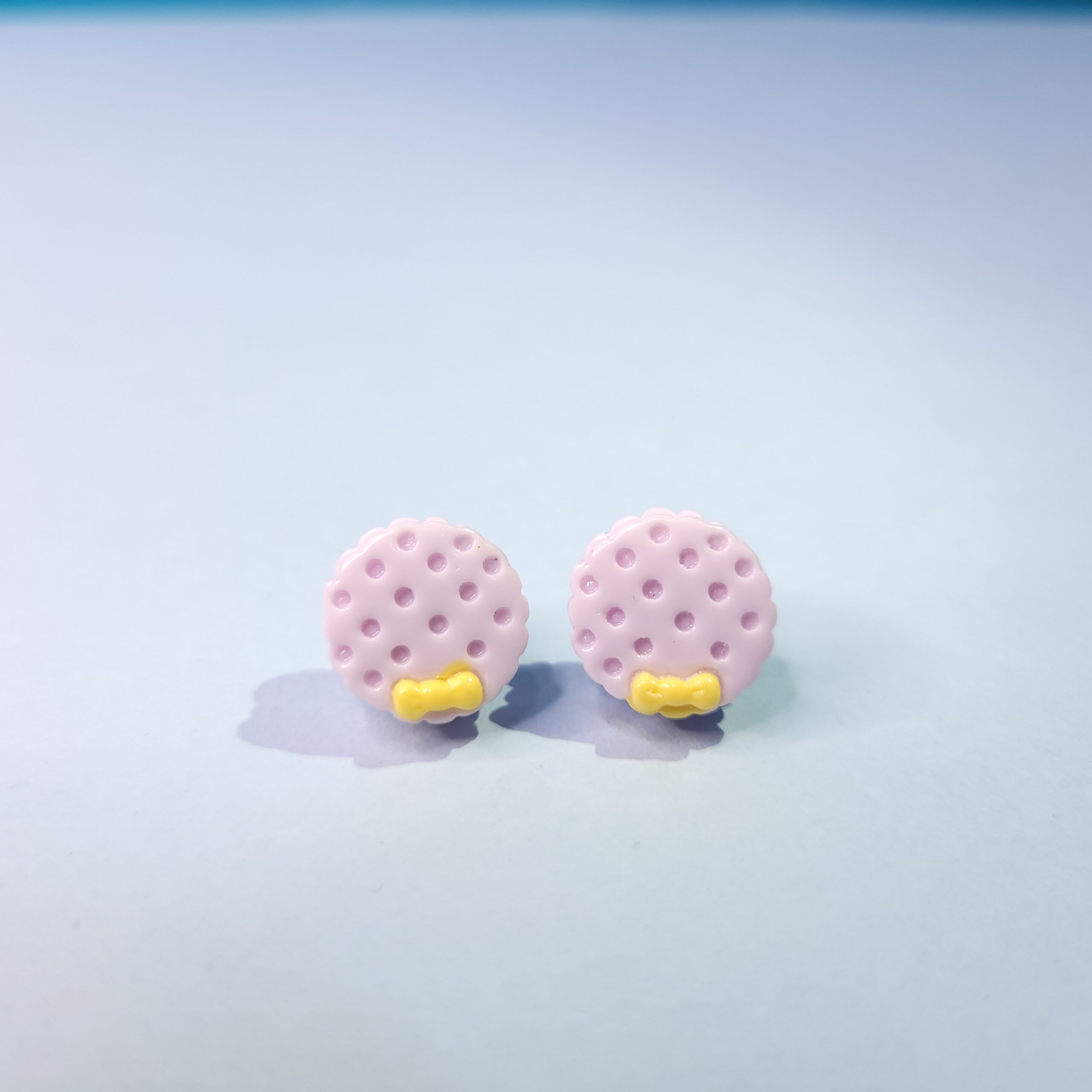 Cute Tiny Acrylic Circle Stud Earrings with Bow Fun Statement Earrings