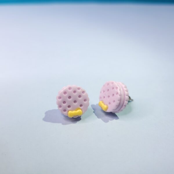 Cute Tiny Acrylic Circle Stud Earrings with Bow Fun Statement Earrings - Image 3