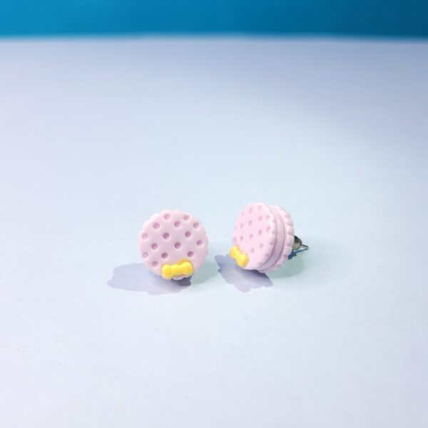 Cute Tiny Acrylic Circle Stud Earrings with Bow Fun Statement Earrings - Image 2