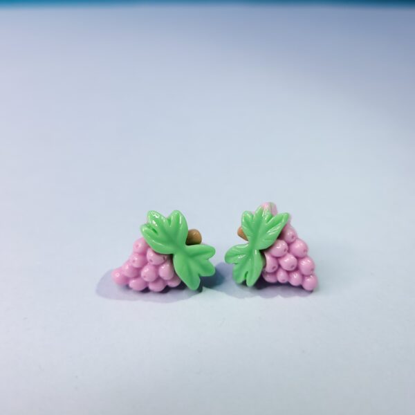 Cute Tiny Acrylic Grapes Stud Earrings Fun Statement Earrings - Image 3