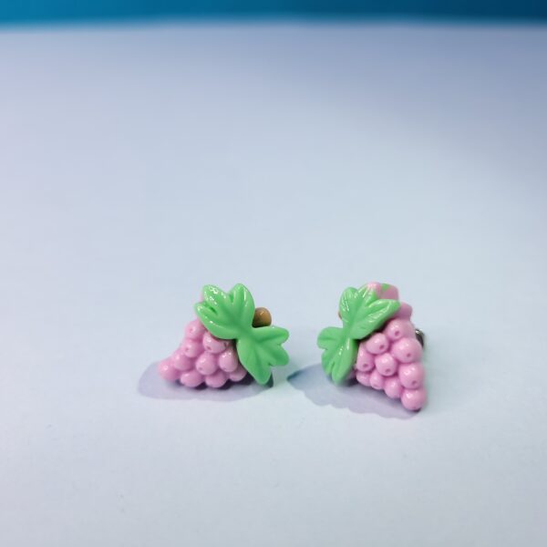 Cute Tiny Acrylic Grapes Stud Earrings Fun Statement Earrings - Image 2