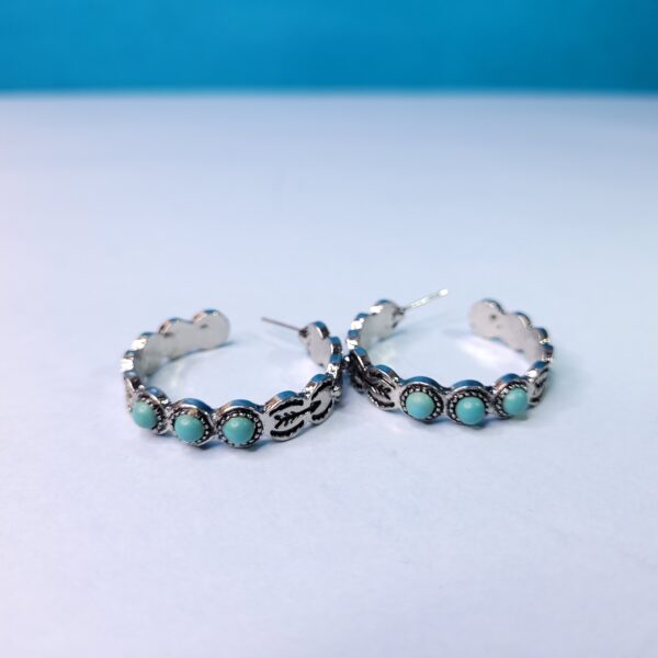 Oxidized Off White Hoop Dangles Elegant Handmade Earrings for Women - Image 3