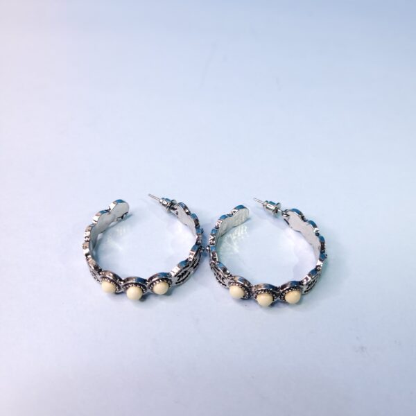Elegant Oxidized Hoop Dangles Sky Blue Boho Earrings for Women - Image 3