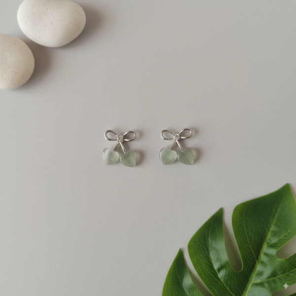 Korean Style Cherry Bow Earrings – Minimal & Chic - Image 4