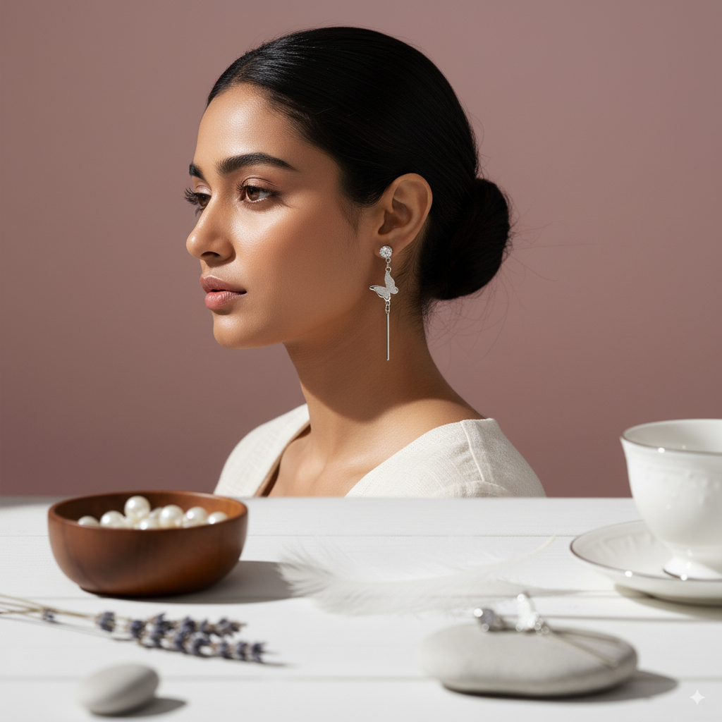 Lightweight Silver Butterfly Earrings – Trendy Drop & Dangle Design