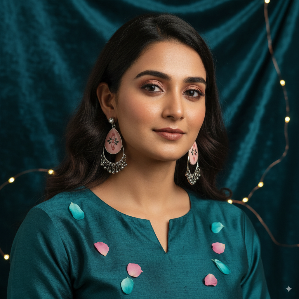 Lightweight Pink Drop Earrings with Floral Detailing – Party & Casual Wear Jewelry