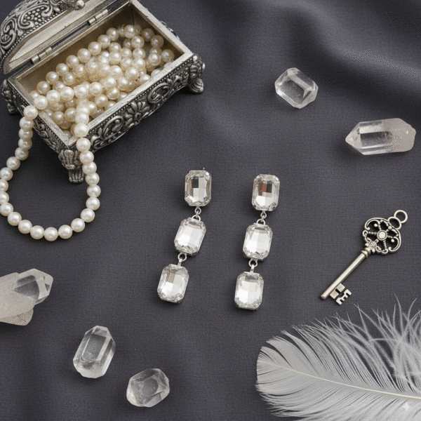Glam Crystal Dangle Earrings – Three-Tier Silver Statement Earrings for Parties & Events - Image 3