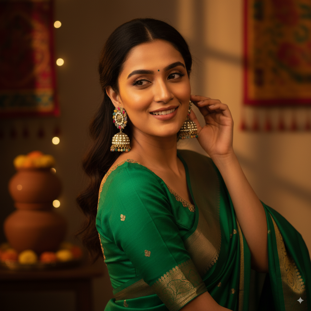 Multicolor Stone Studded Jhumka Earrings
