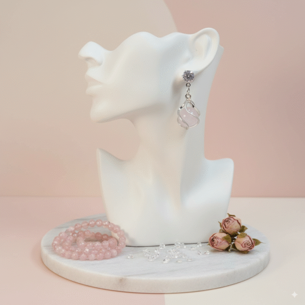 Minimalist Rose Quartz Dangle Earrings for Everyday Elegance - Image 2